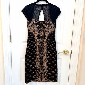 Sue Wong Black Lace Dress with Beaded Details